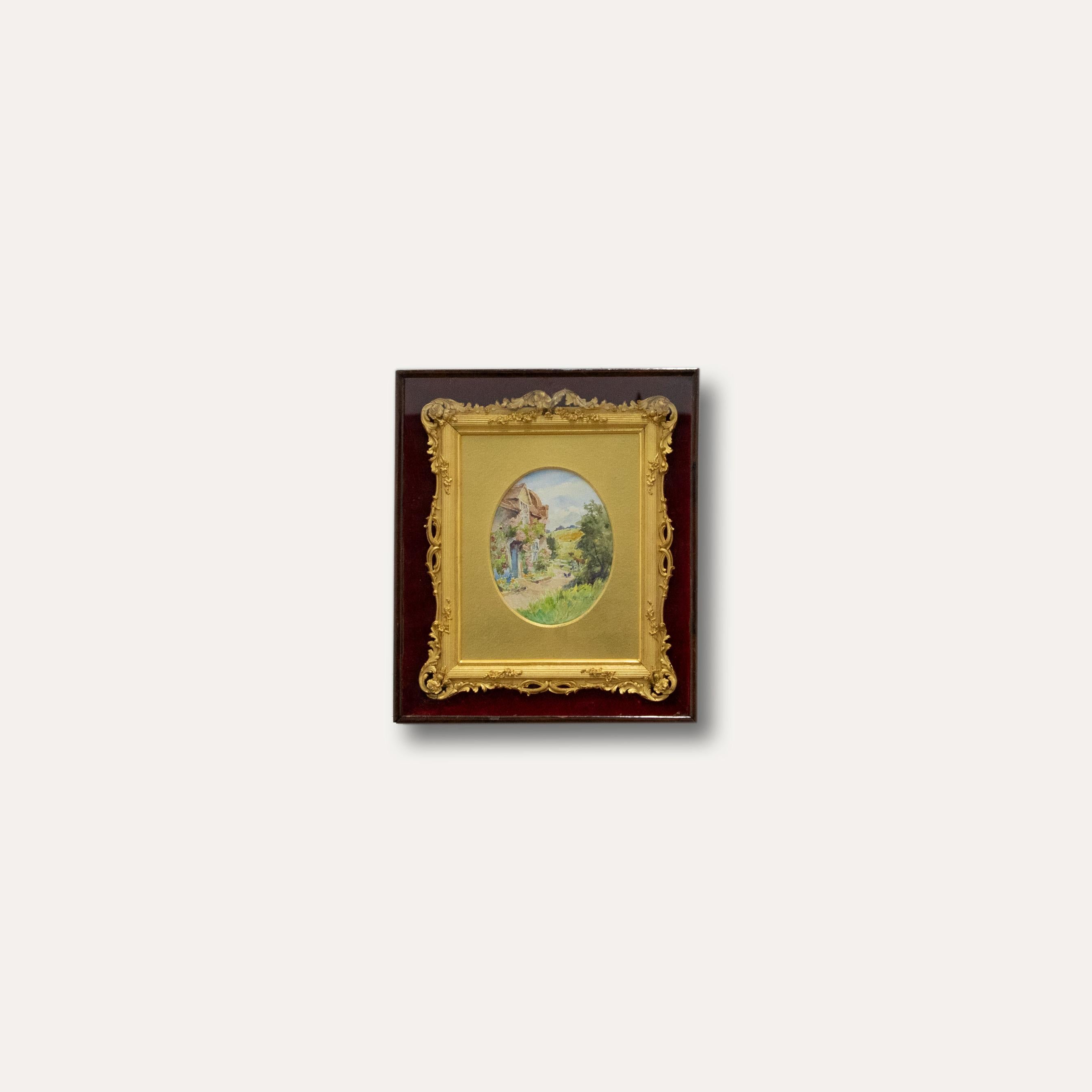 Vergoldeter Bilderrahmen aus dem späten 19. Jahrhundert in einer Mahagonibox im Angebot 2