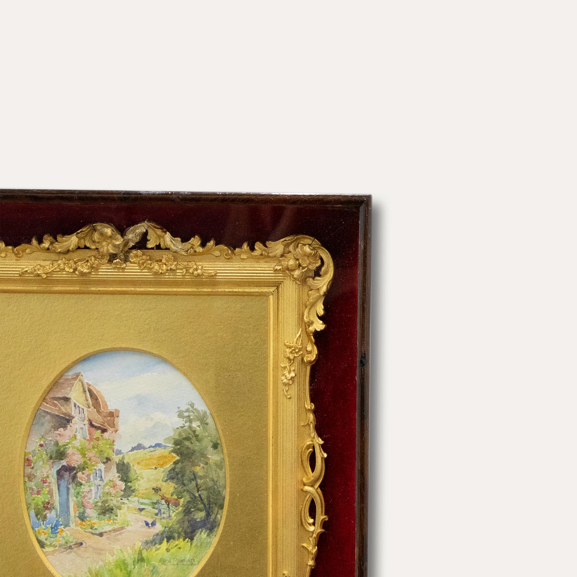 Vergoldeter Bilderrahmen aus dem späten 19. Jahrhundert in einer Mahagonibox im Angebot 1