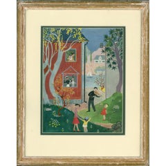 Vintage 1951 Watercolour - A Song for the Villagers