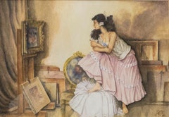 D'après Sir William Russell Flint (1880-1969) - 1995 - Modèle et critique d'aquarelle