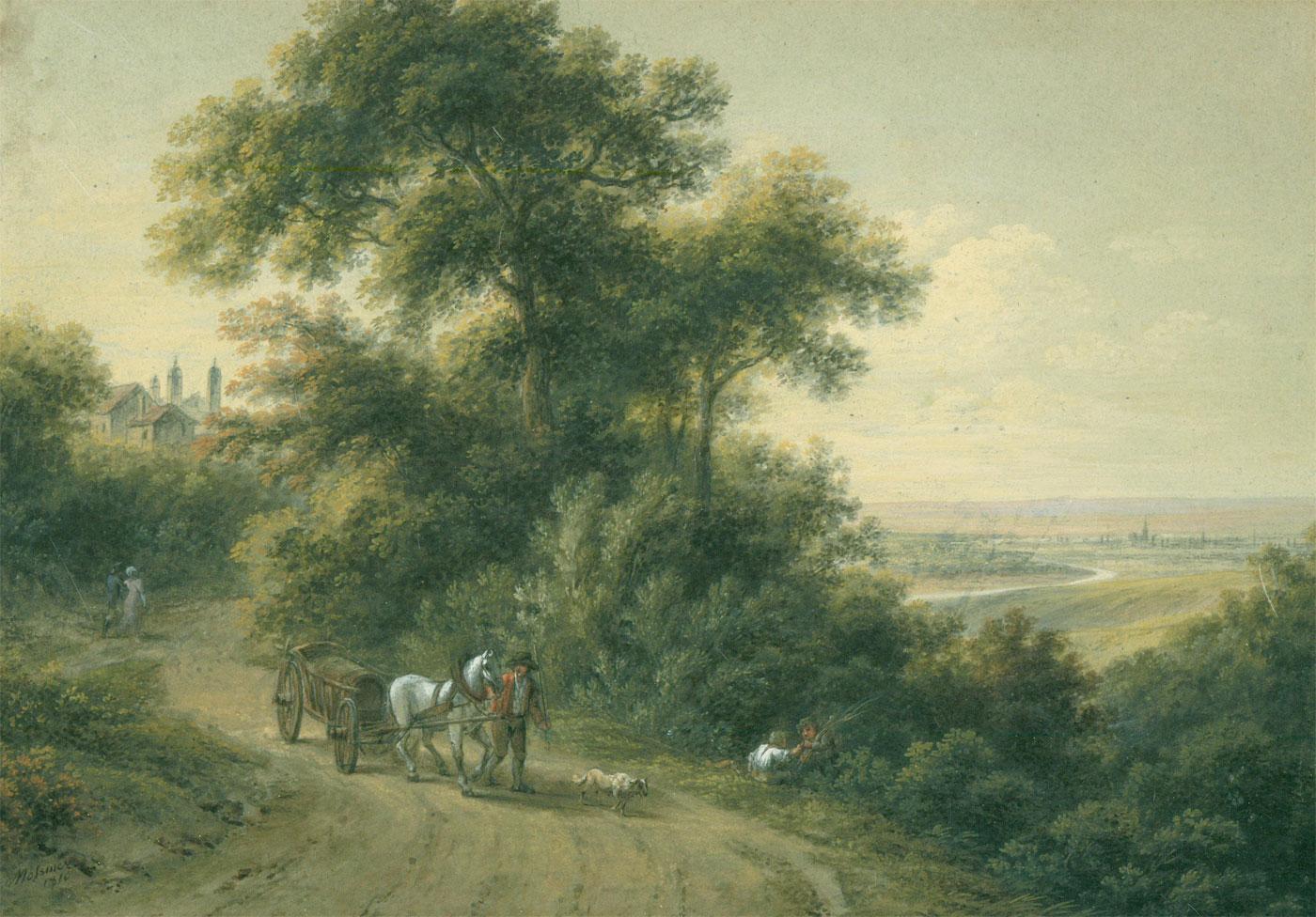 Joseph Mossmer (1780-1845)   - 1810 Watercolour, The Road Home - Art by Unknown