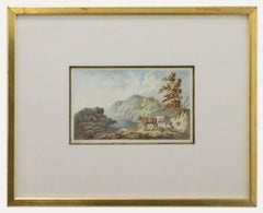 George Ely  - Aquarelle du début du 19e siècle, Bétail dans les montagnes