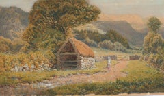 Antique Arthur Suker (1857-1940) - Watercolour, Pastoral Landscape near Betws-y-coed
