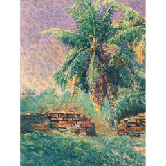 20th Century Watercolour - Lonely Palm Tree