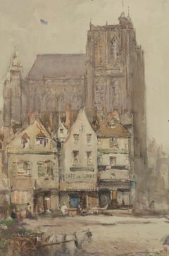 Early 20th Century Watercolour - Cafe du Commerce