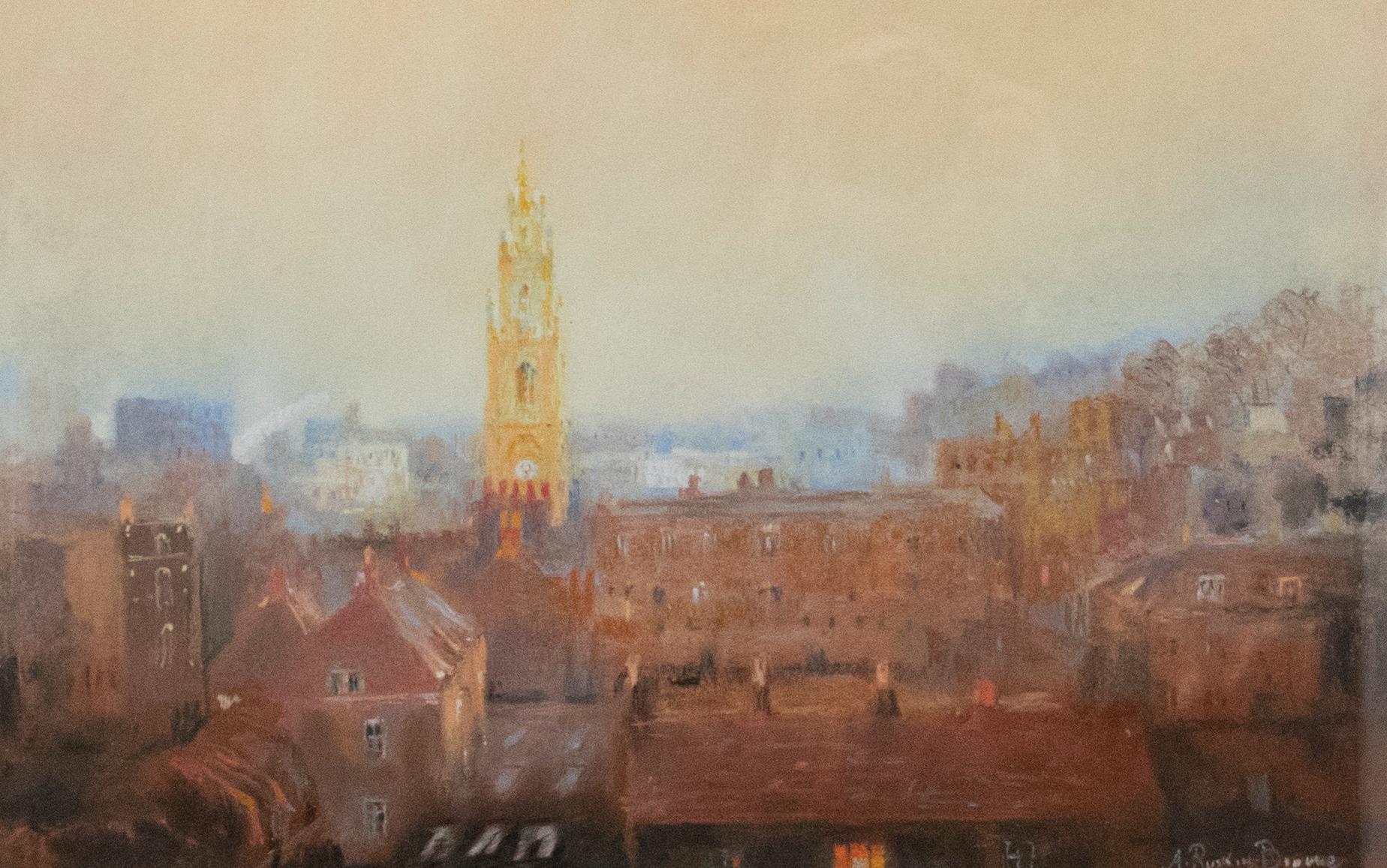  A. Ruskin-Browne - Framed 20th Century Pastel, Morning Light, Bristol - Art by Unknown
