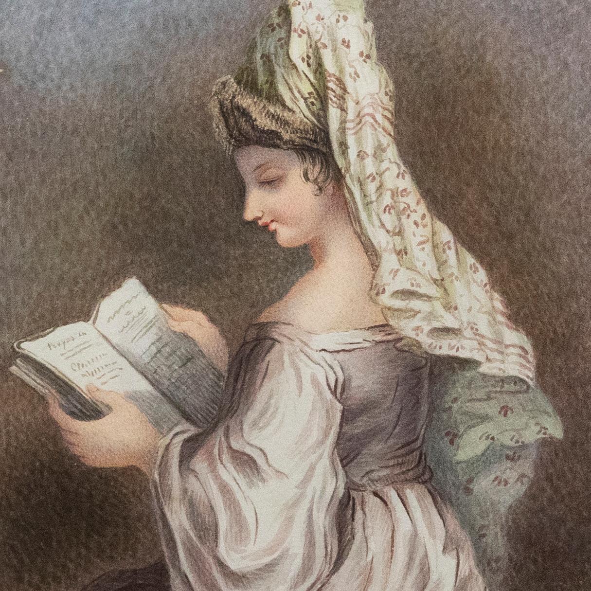 Richard Westall (1765-1836) RA - Aquarell des frühen 19. Jahrhunderts, Frau beim Lesen im Angebot 3