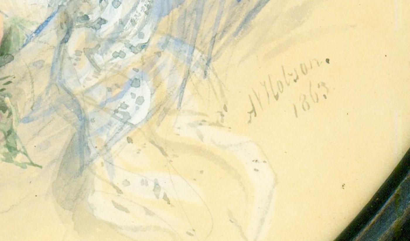 Ada V. Hobson (1831-1911) - 1863 Aquarell, Schwingende Schönheit im Angebot 1