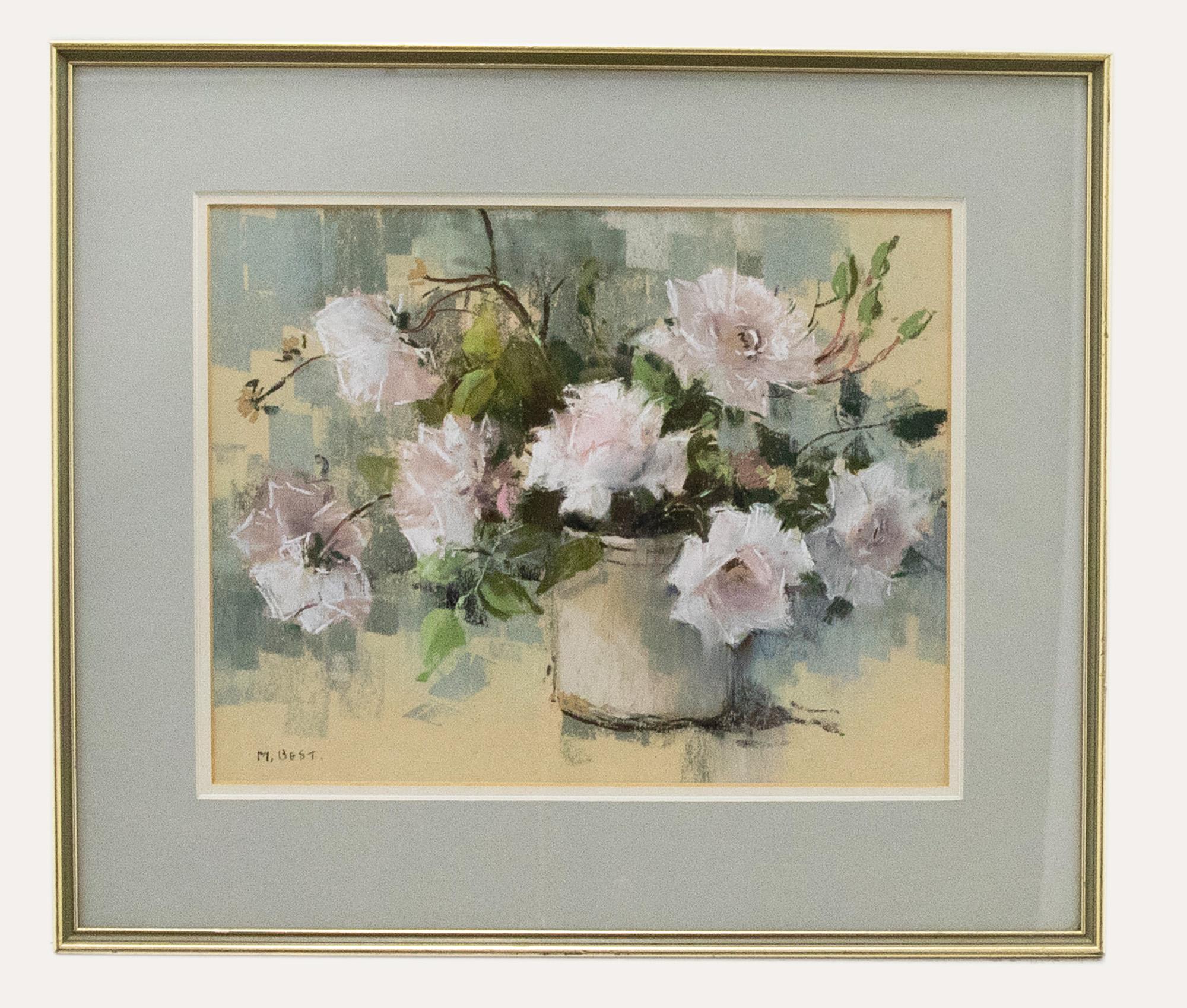 Unknown Still-Life - Marjorie Best (1903-1997) - 20th Century Pastel, A Pot of Roses