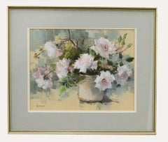Vintage Marjorie Best (1903-1997) - 20th Century Pastel, A Pot of Roses