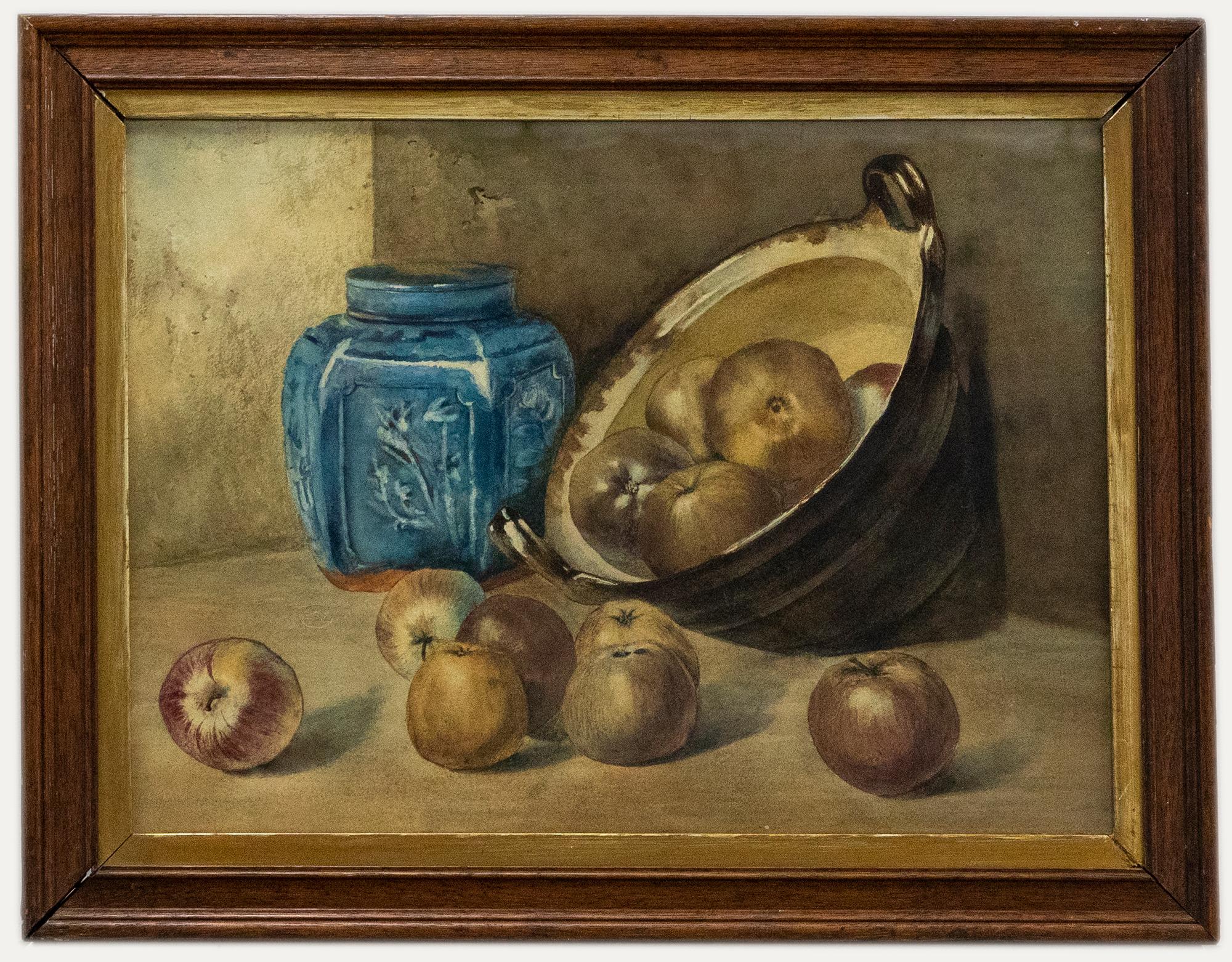 Unknown Still-Life - Framed Late 19th Century Watercolour - Still life with Chinese Jar