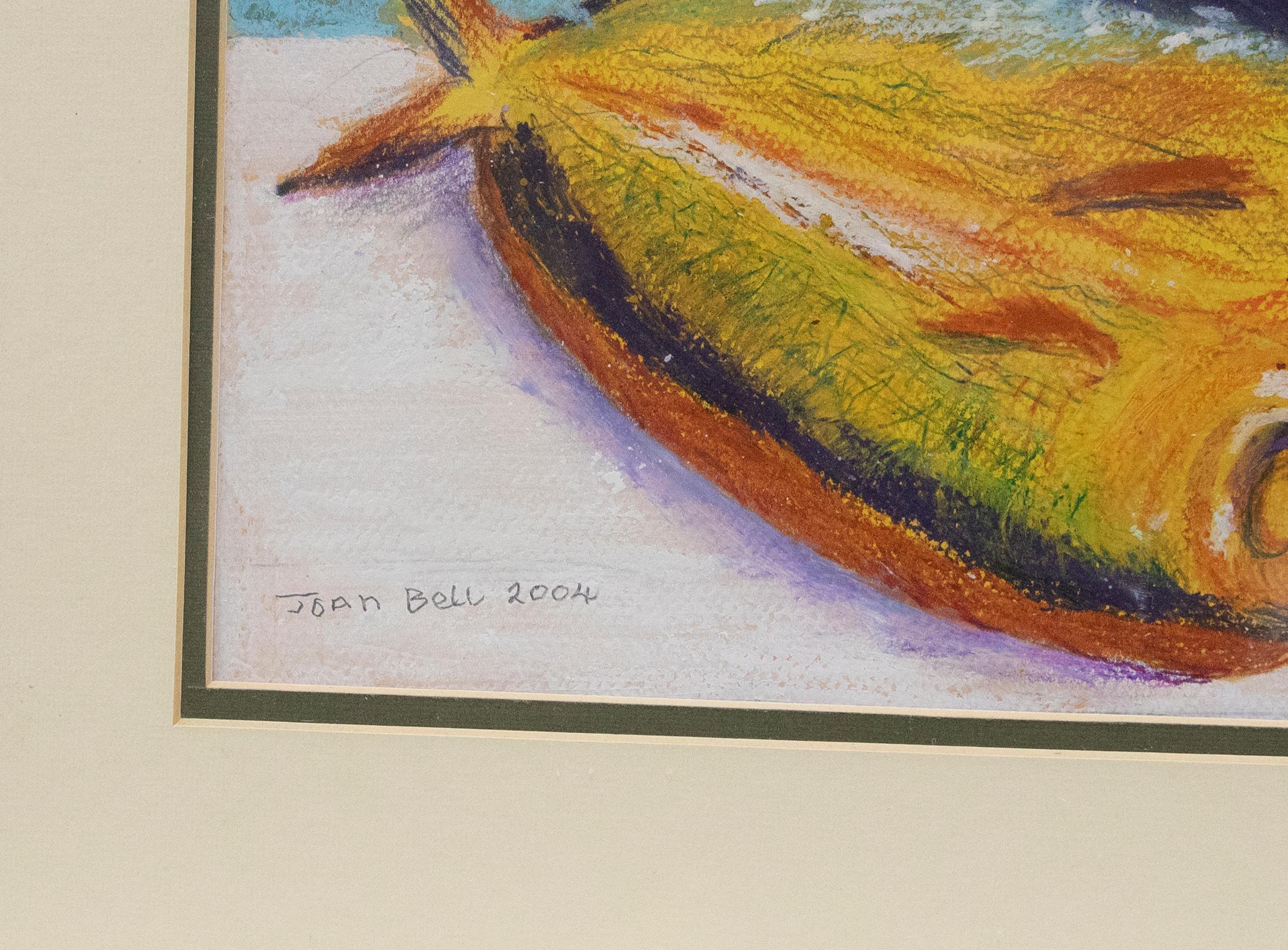 Joan Bell - 2004 Pastel, Striped Mug and Fish For Sale 1