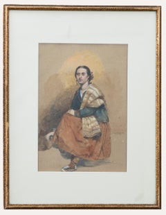 Aquarelle d'une femme espagnole assise de John Frederick Lewis (1805-1876)