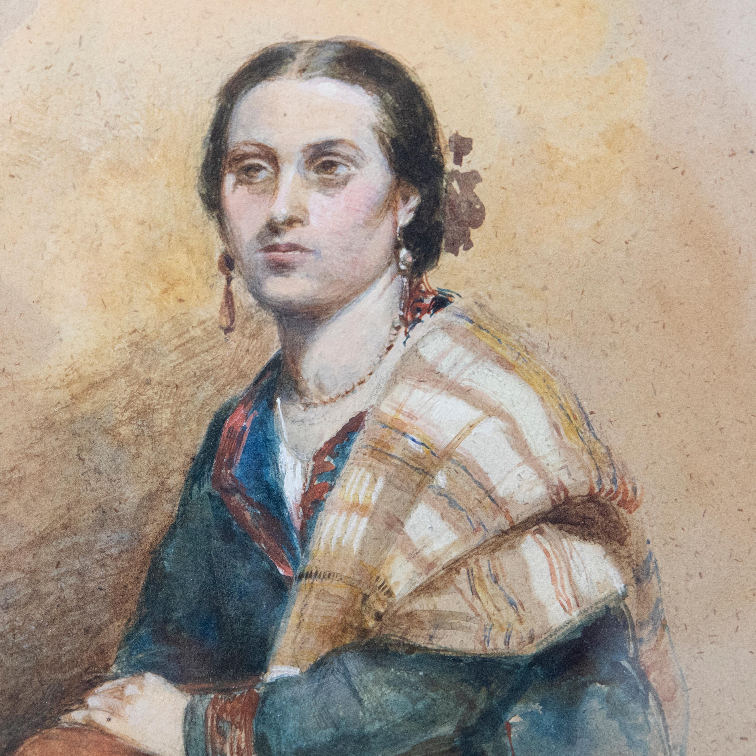 In der Art von John Frederick Lewis (1805-1876) - Aquarell, sitzende spanische Dame im Angebot 1