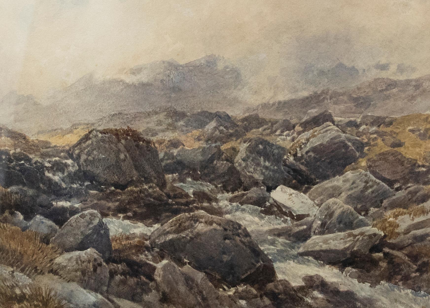 John Syer RI (1815-1885) - Acquerello della fine del XIX secolo incorniciato, Paesaggio roccioso in vendita 1