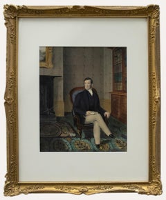 Aquarell des späten 19. Jahrhunderts – Gentleman in the Library