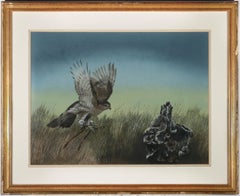Vintage Martin Knowellden (b.1943) - Framed 1979 Gouache, Bird of Prey Landing