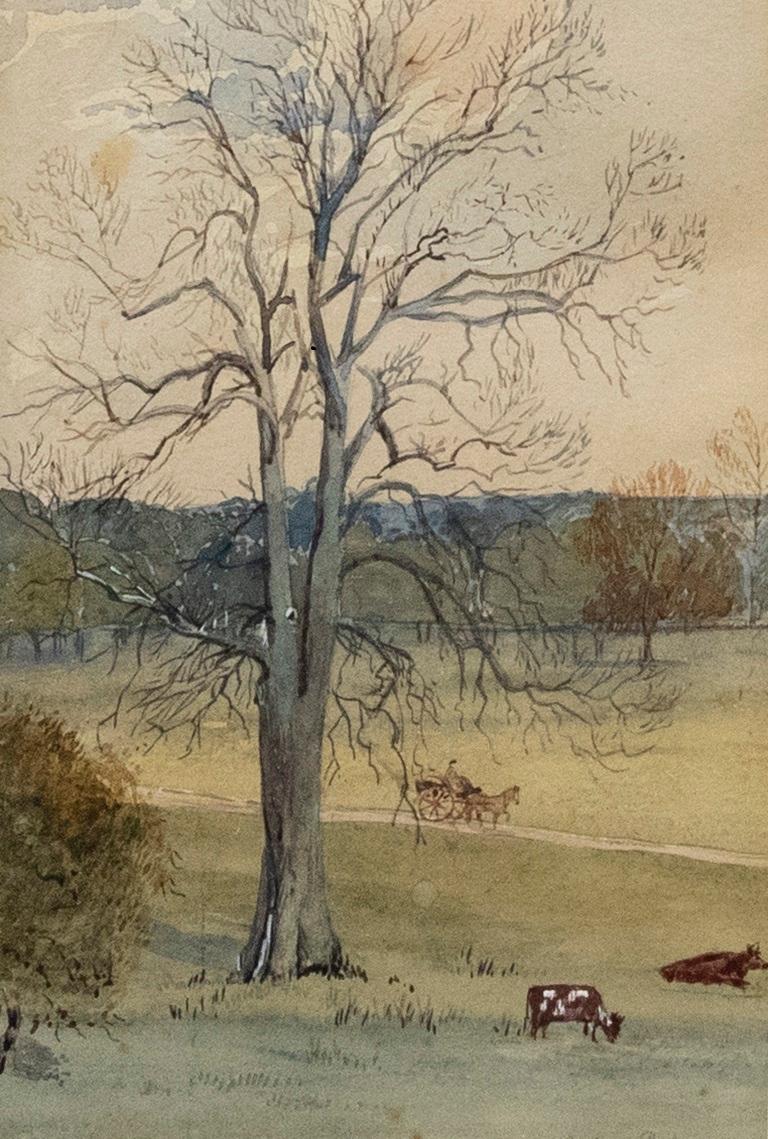Gerahmtes Aquarell des späten 19. Jahrhunderts – Escrick Park – Art von Unknown