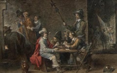 Framed 19th Century Watercolour - Dutch Figures in an Interior