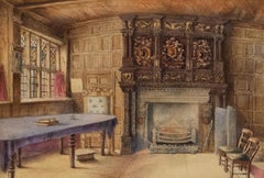 Framed Late 19th Century Watercolour - The Mayor's Parlour, Leicester Guildhall