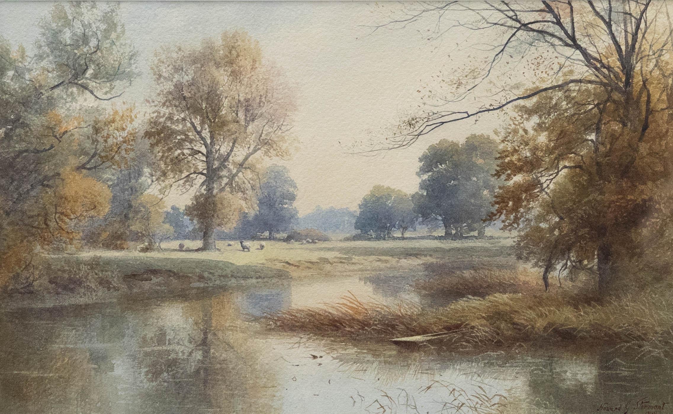 Howard Gull Stormont (1844-1923) - Framed Watercolour, View from the River Bend - Art by Unknown