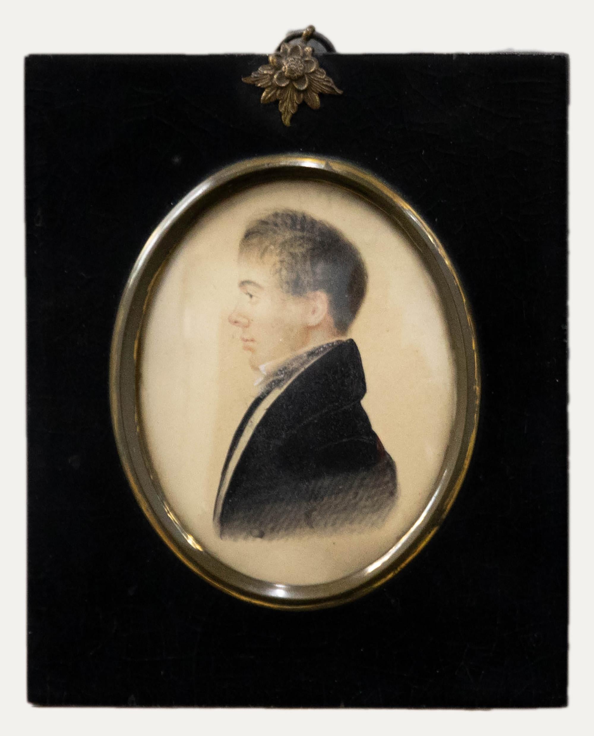I. S. Wood - 1833 Watercolour, Miniature Portrait of a Gentleman - Art by Unknown