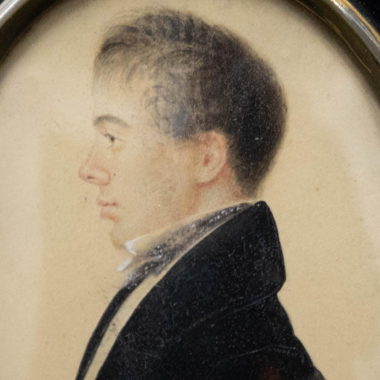 I. S. Wood - 1833 Watercolour, Miniature Portrait of a Gentleman 1
