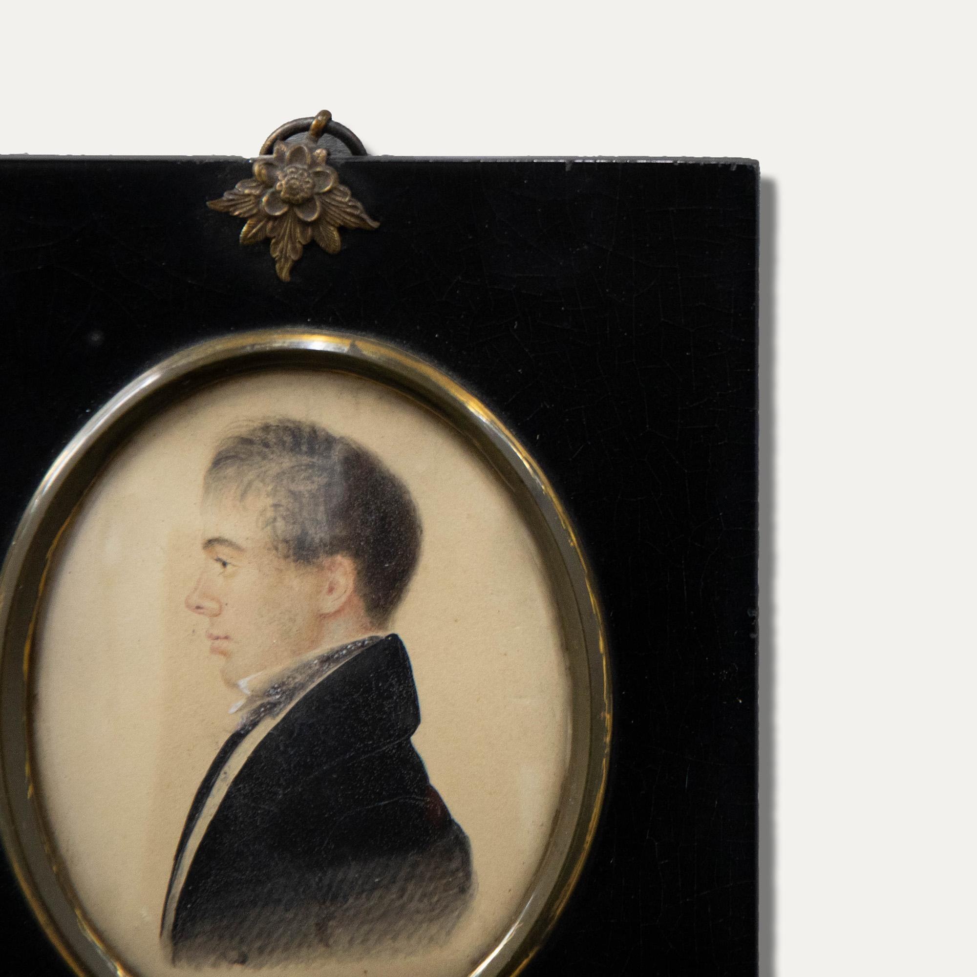 I. S. Wood - 1833 Watercolour, Miniature Portrait of a Gentleman 2