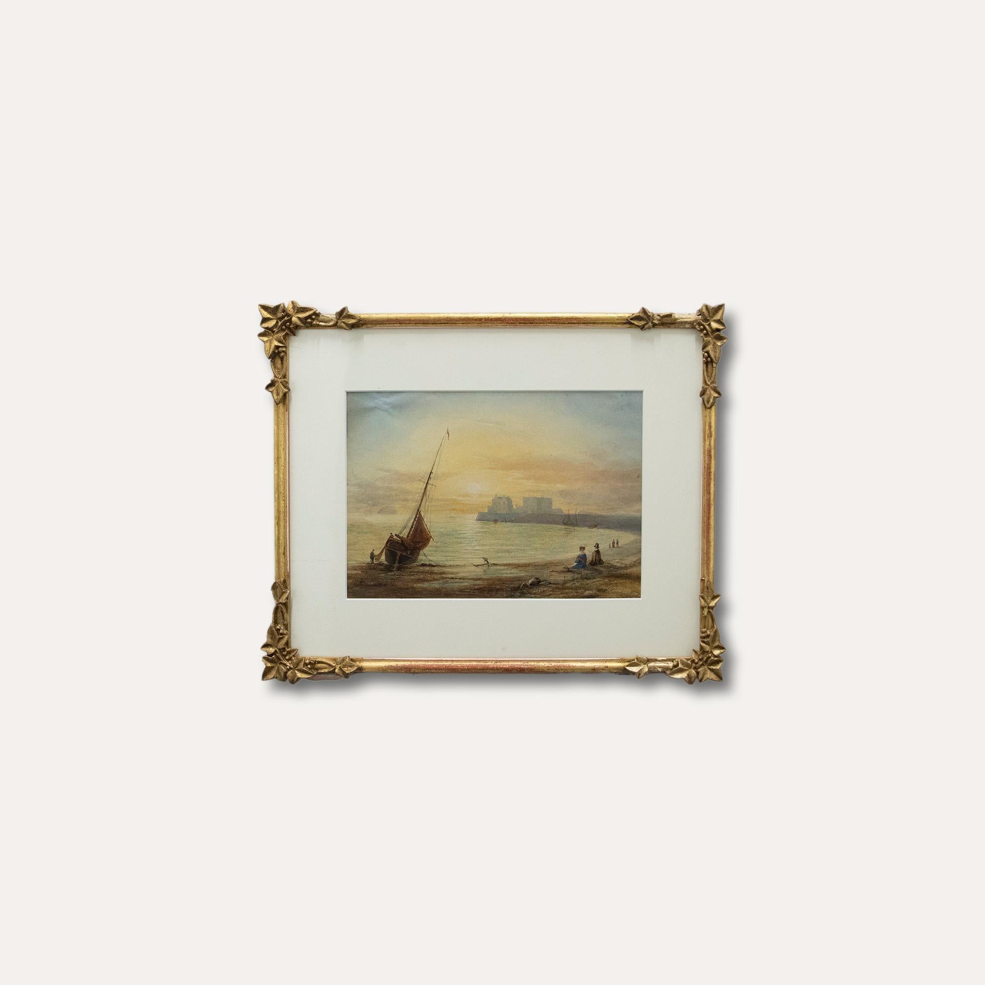 Follower of Copley Fielding - 19th Century Watercolour, Coastal Sunset For Sale 1