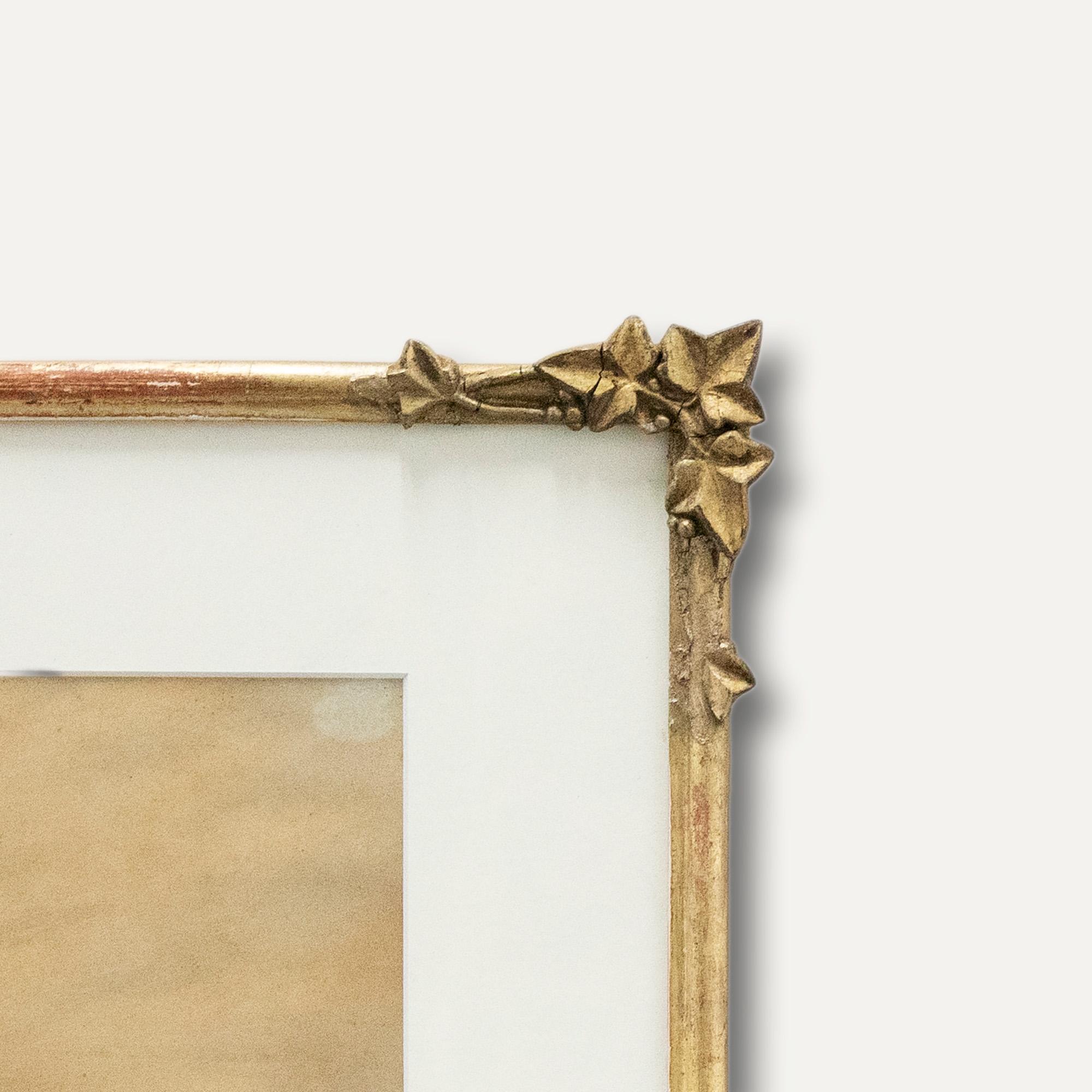 Acquerello della metà del XIX secolo - Raccoglitori di cocchi - Figurative Art Beige di Unknown