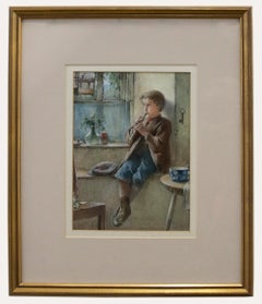 Henry Benjamin Roberts RBA (1832-1915) - Acuarela enmarcada, El dúo