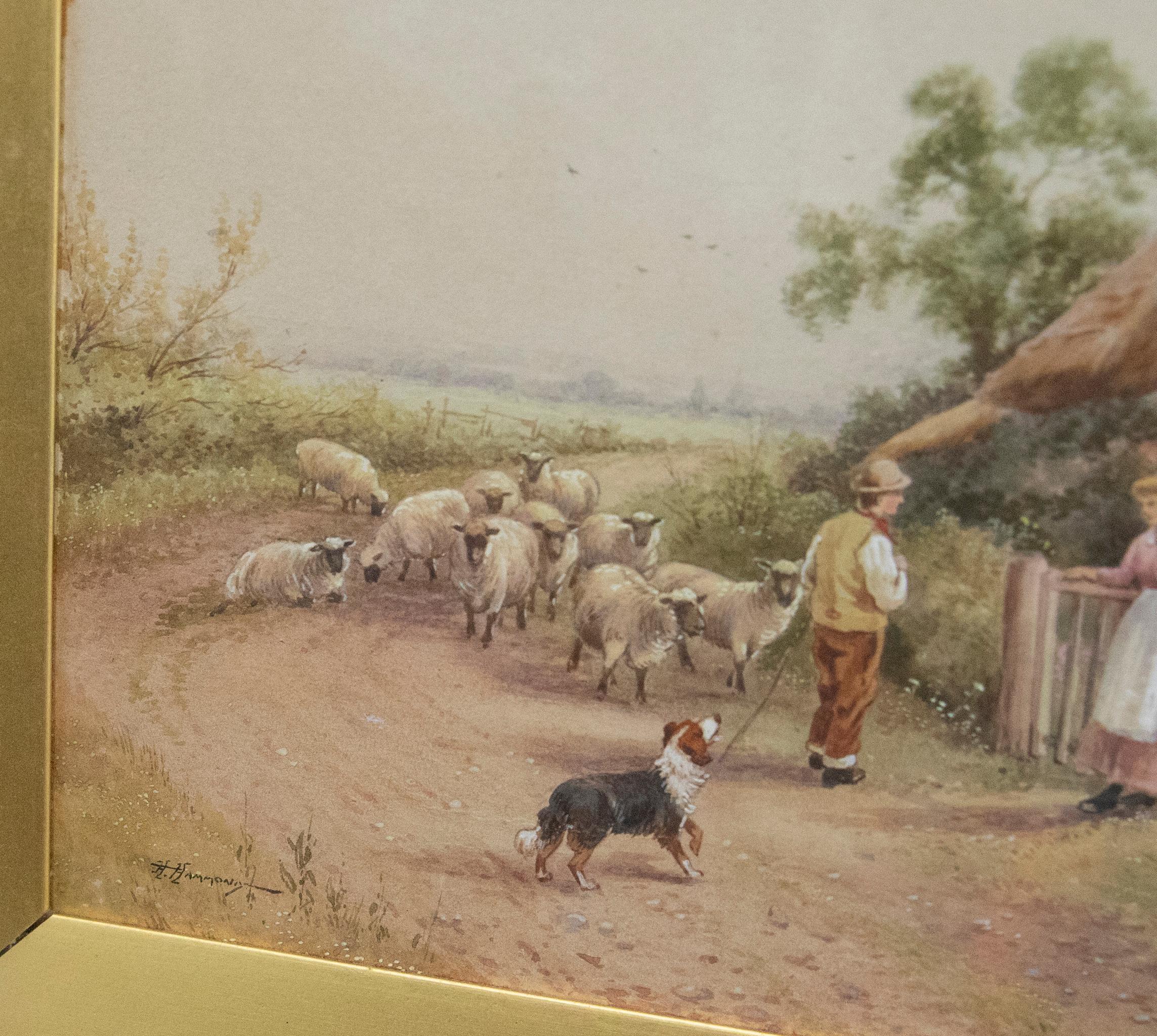 A delightful rural scene by the British artist Horace Hammond (1842-1926). Well-presented in an ornate gilt-effect frame with swept rails and internal slip. Inscribed H. Hammond to the lower rail and signed by the artist to the lower left. On paper.