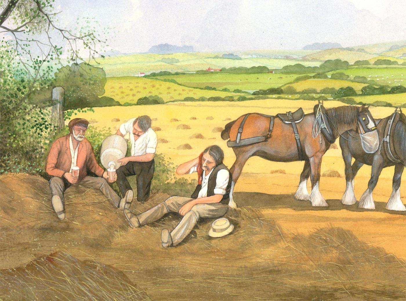 Bryan Conway - Contemporary Watercolour, Bringing in the Hay - Art by Unknown