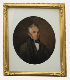 English School 19th Century Watercolour - Gentleman in a Bow Tie