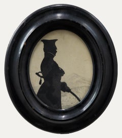 Encre de Chine du 19e siècle - Silhouette d'un soldat