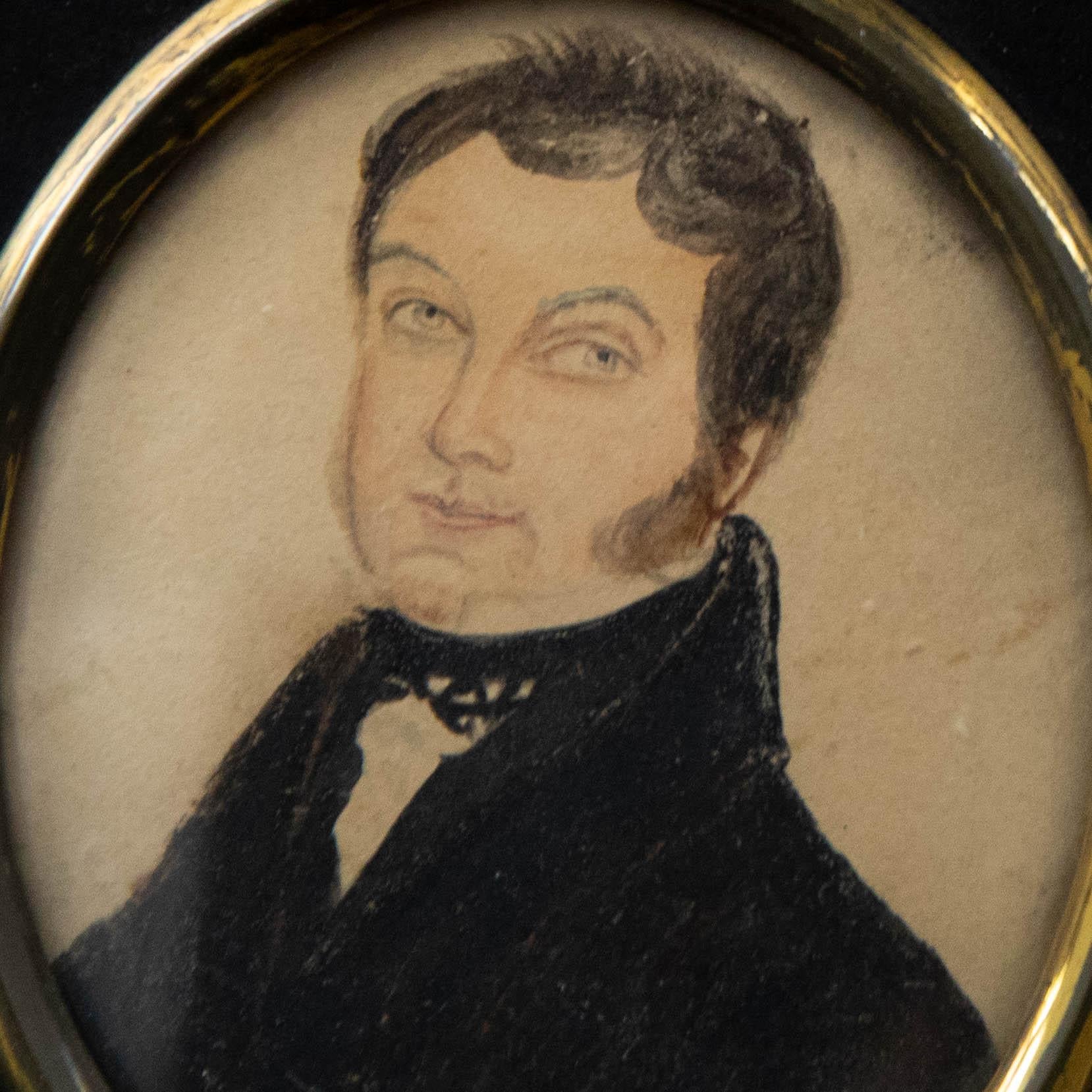 Early 19th Century Watercolour - Miniature Portrait of a Victorian Man For Sale 1