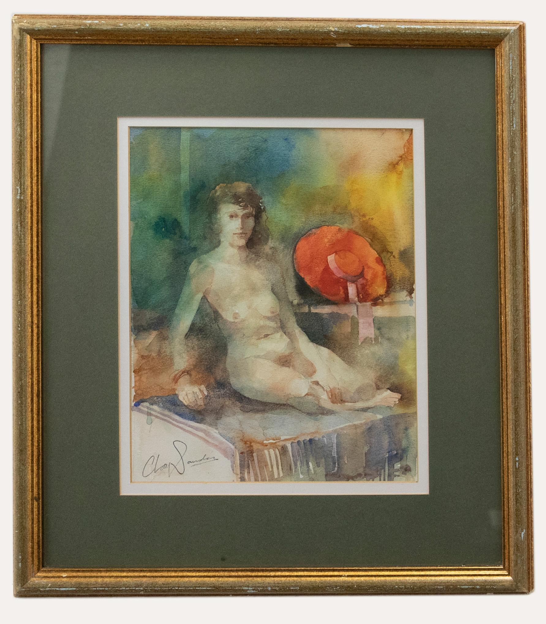 Clay Saunders (b.1971) - 20th Century Watercolour, Seated Nude - Art by Unknown