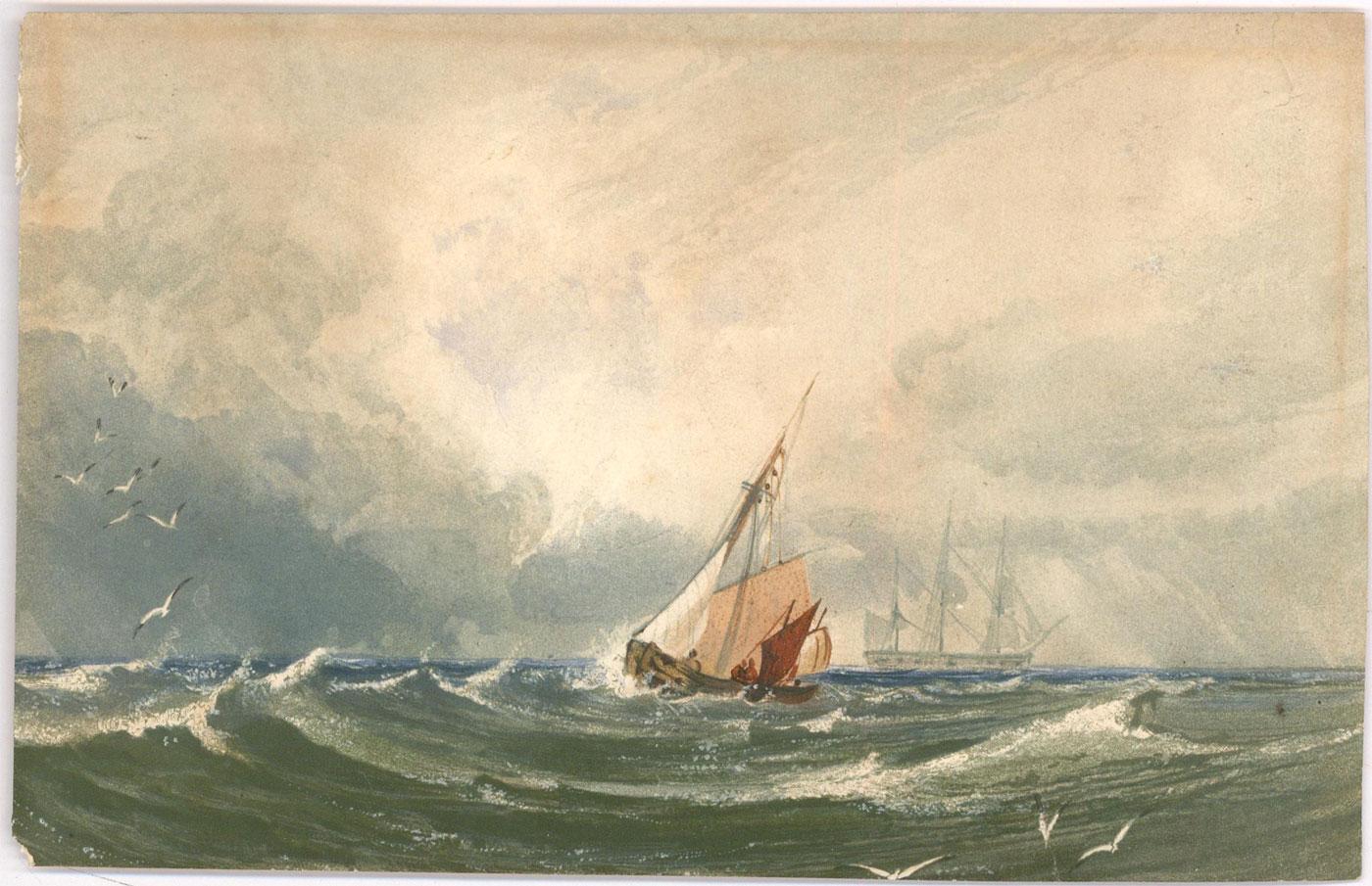 Copley Fielding (1787-1855) - Early 19th Century Watercolour, Stormy Seas 1