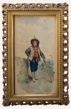 Eduard Vitali - 19th Century Watercolour, Italian Shepherd Boy