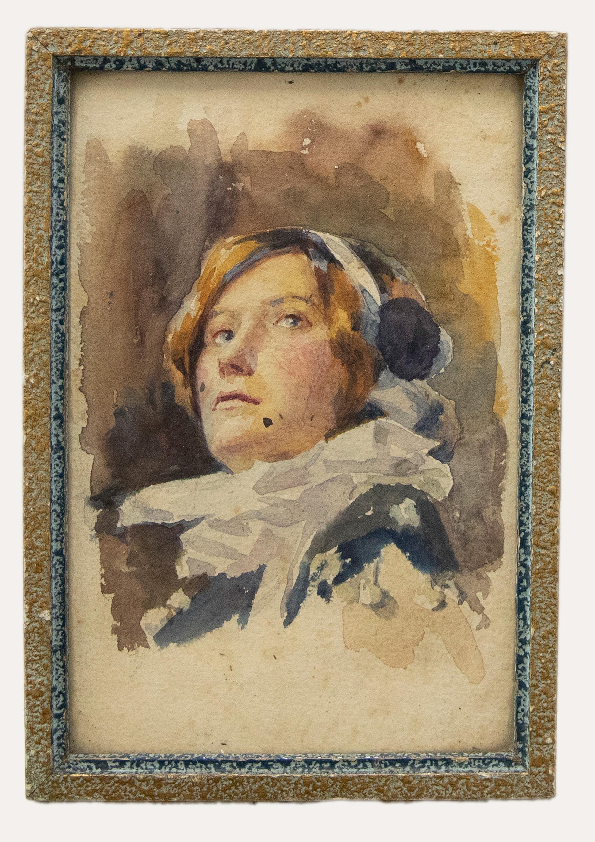 Unknown Portrait – Attribut. Herbert J. Day (1875-1950) - Aquarell, Kopfstudie einer Schauspielerin
