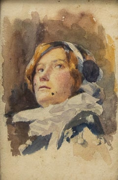 Attrib. Herbert J. Day (1875-1950) - Watercolour, Head Study of an Actress