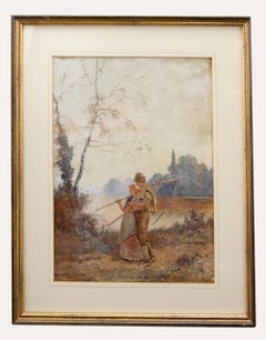 Antique Rose Douglas (fl.1893-1898) - Framed Watercolour, After the Toil of the Day