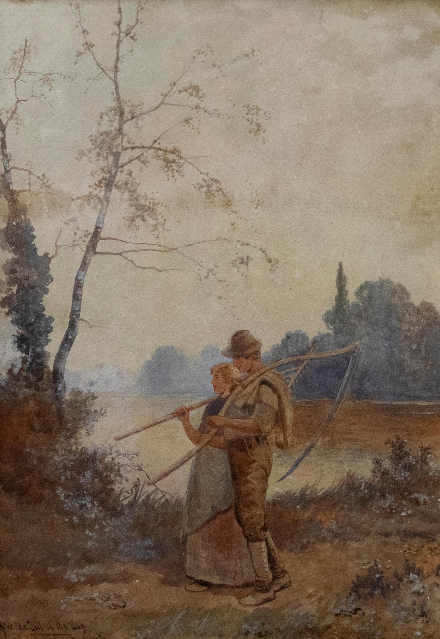 Rose Douglas (fl.1893-1898) - Framed Watercolour, After the Toil of the Day - Art by Unknown