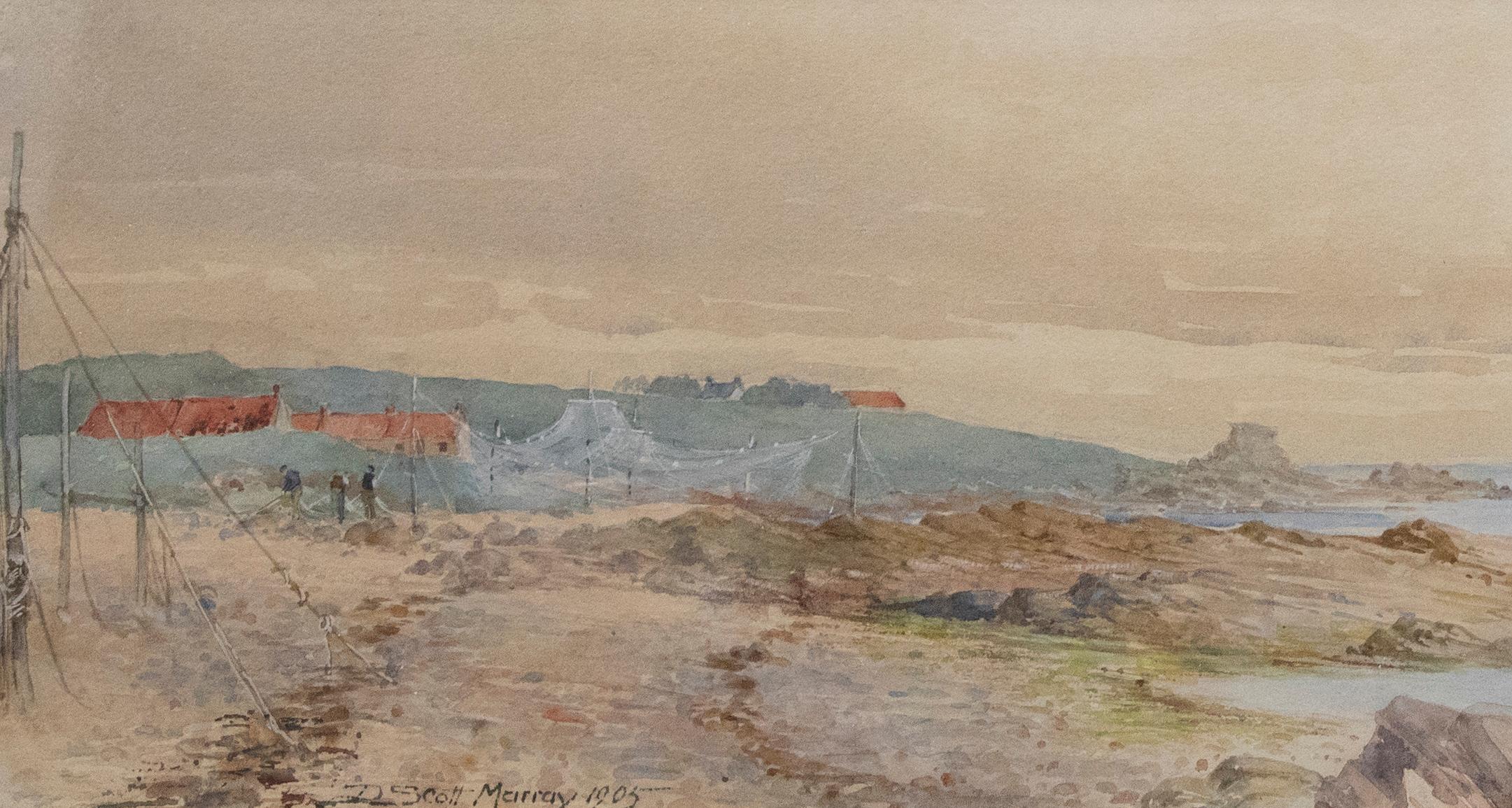 Sir David Murray RA PRI RSW (1849-1933) - Framed Watercolour, Mending the Nets - Art by Unknown