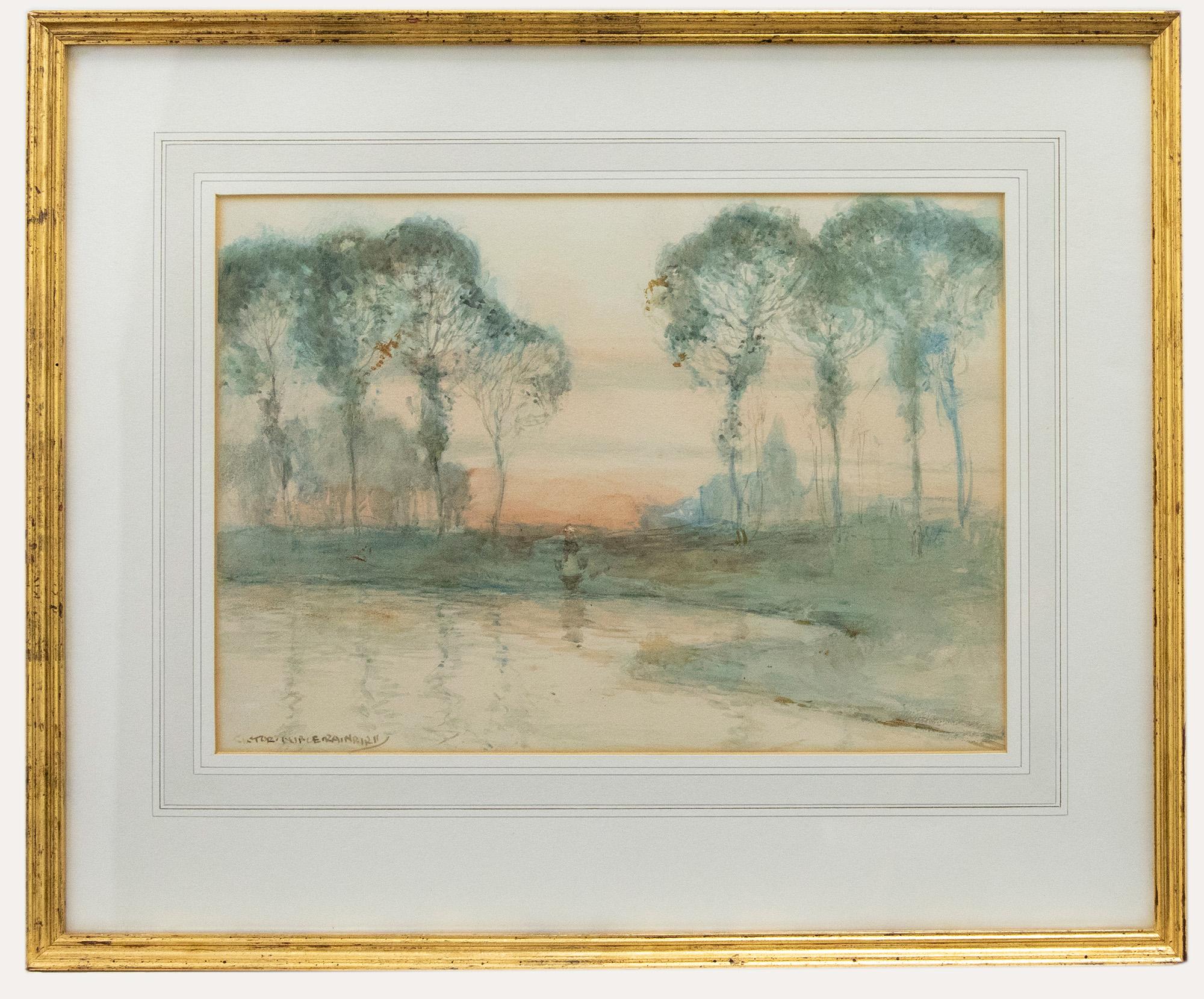Unknown Landscape Art - Victor Noble Rainbird (1887-1936) - Watercolour, The River at Dawn