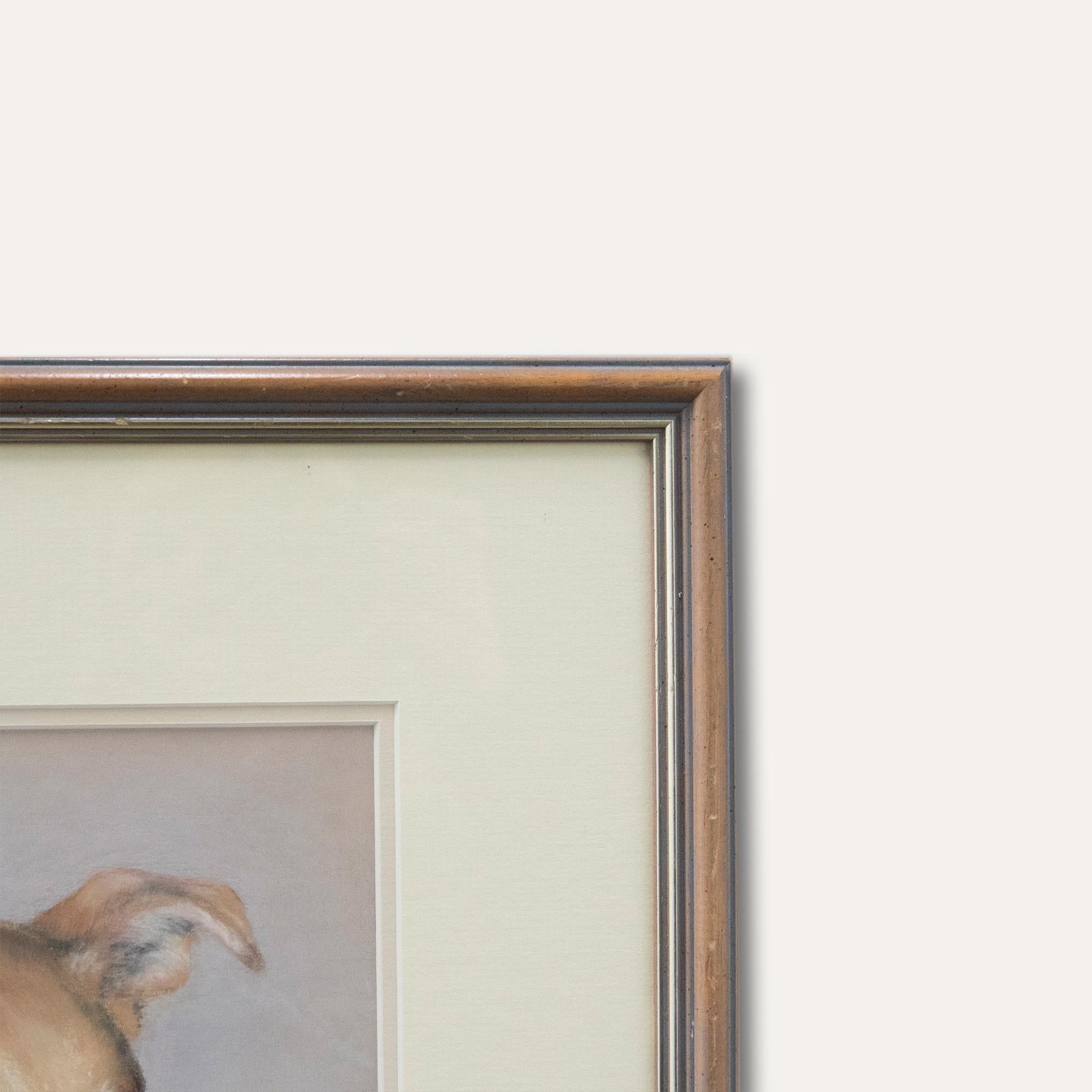 Virginia Walters - Framed Contemporary Pastel, Portrait of a Golden Whippet For Sale 1