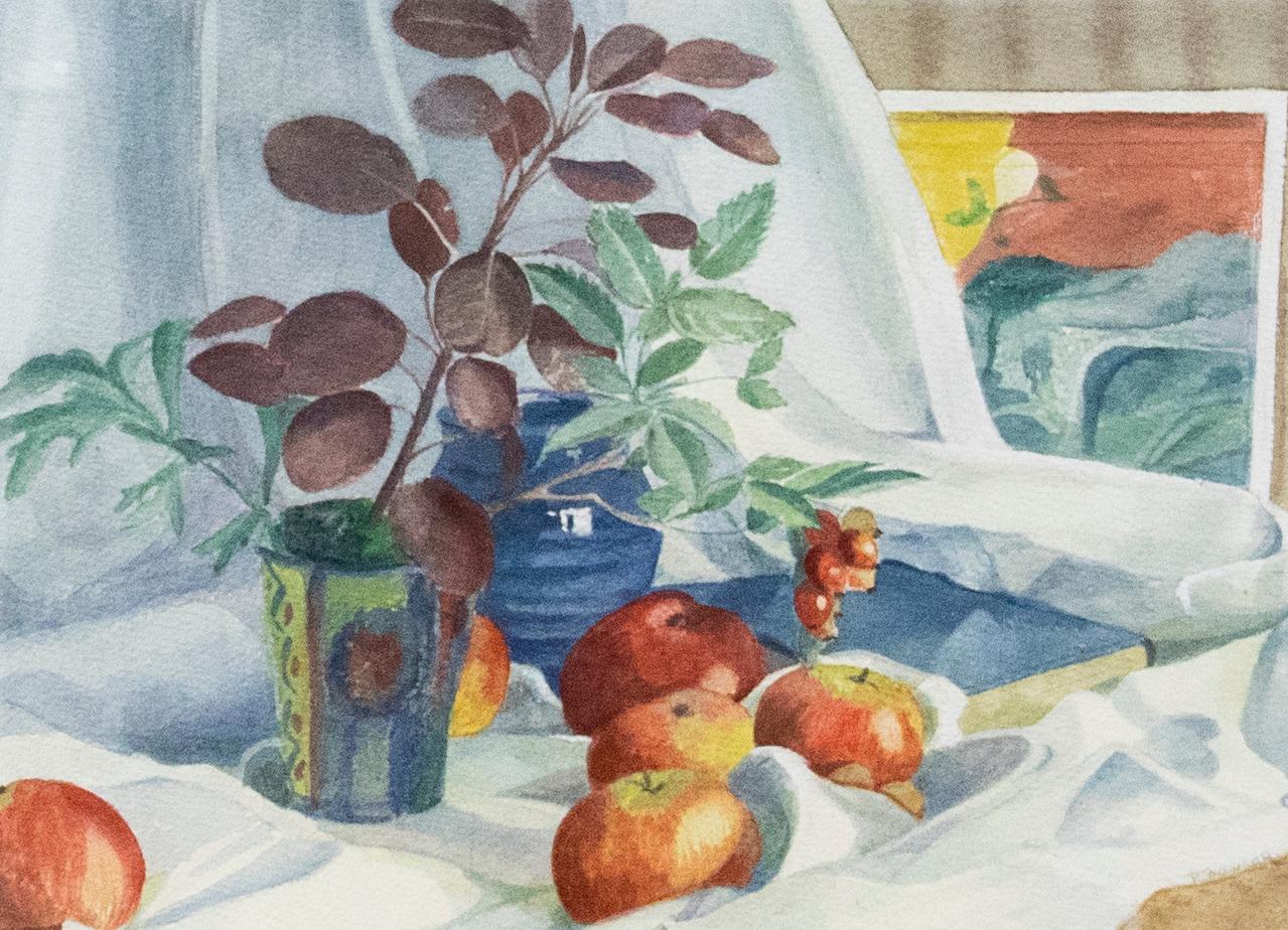 P. Bowser - 20th Century Watercolour, Apples and Potted Plants - Art by Unknown