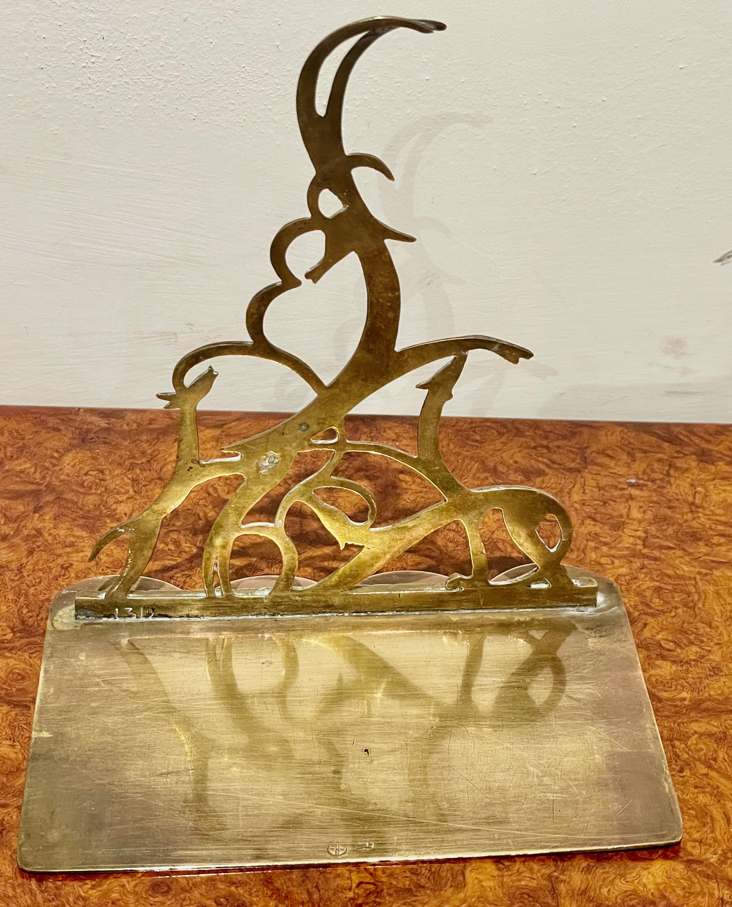 Hagenauer Bookends Pair Leaping Gazelles Wien Made in Austria For Sale 5