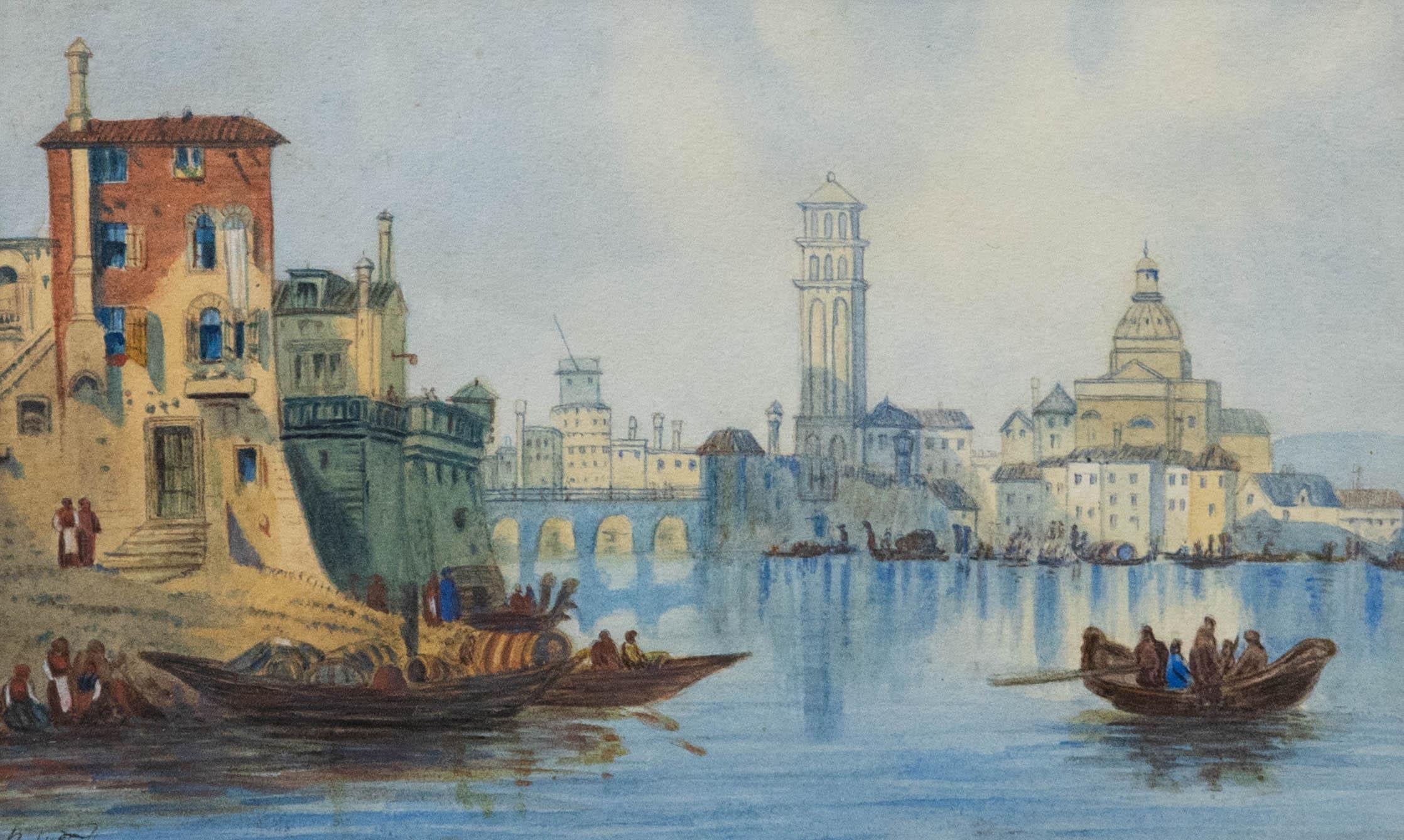 R.H.T – Aquarell des späten 19. Jahrhunderts, Winter in Venedig – Art von Unknown