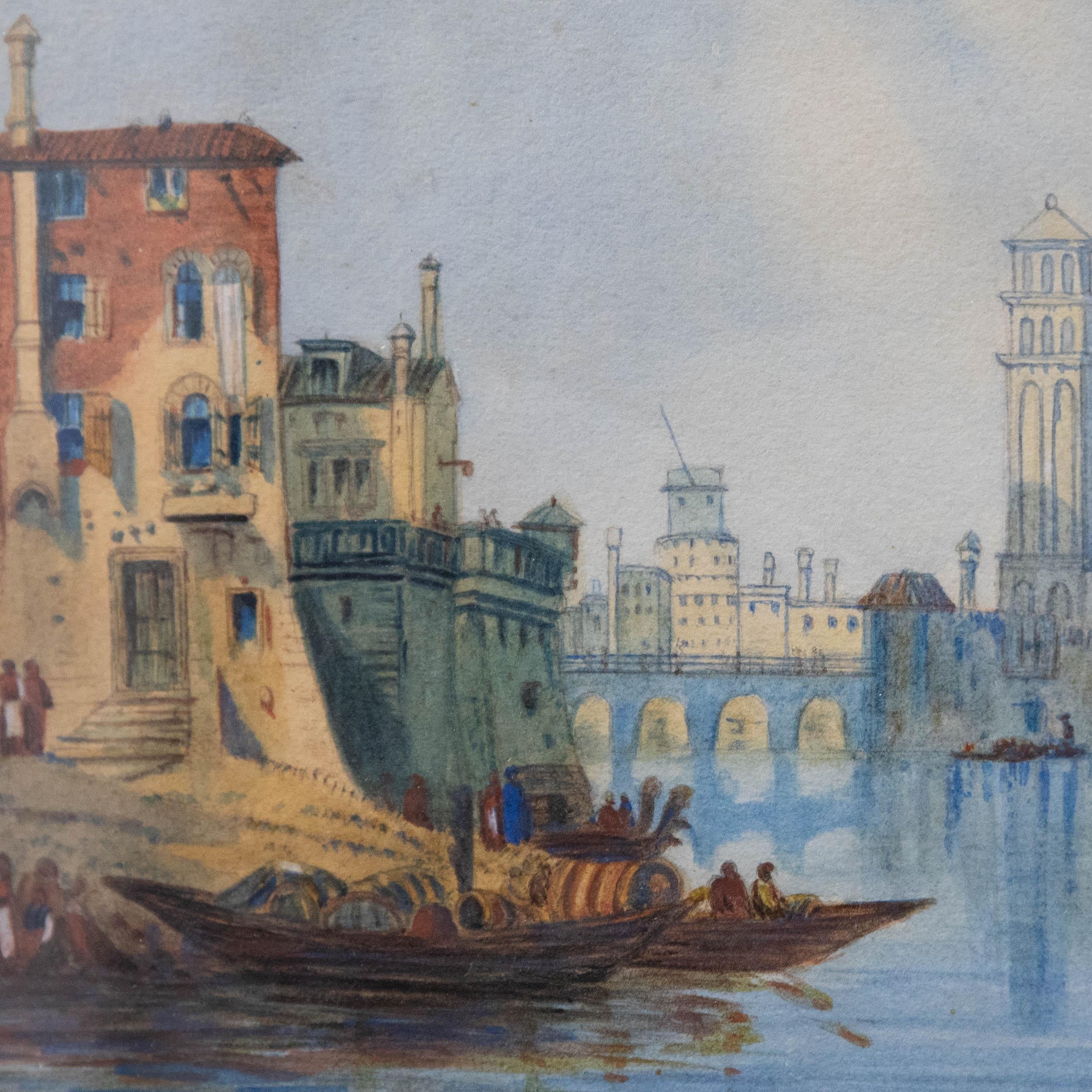 R.H.T - Late 19th Century Watercolour, Winter in Venice For Sale 1